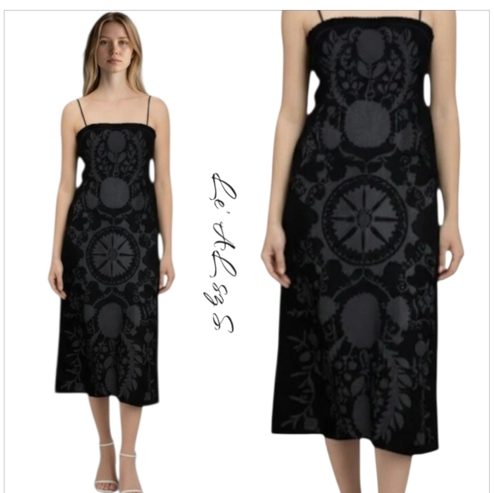 NWT Le' AL.X Cocktail Luxe Velvet Embroidered Midi Dress sz S